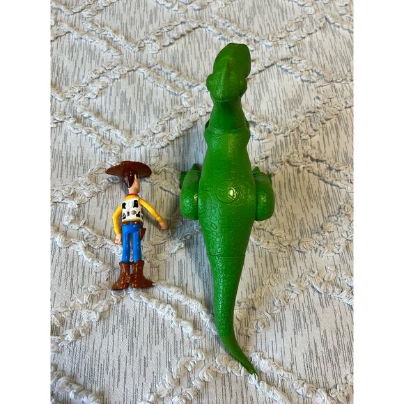 Disney Pixar 4 True Talkers Rex Figure, 7.8” Posable Talking Character and Woody - Picture 4 of 5